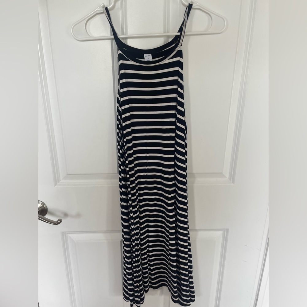 Old Navy Black and White Striped Midi Dress